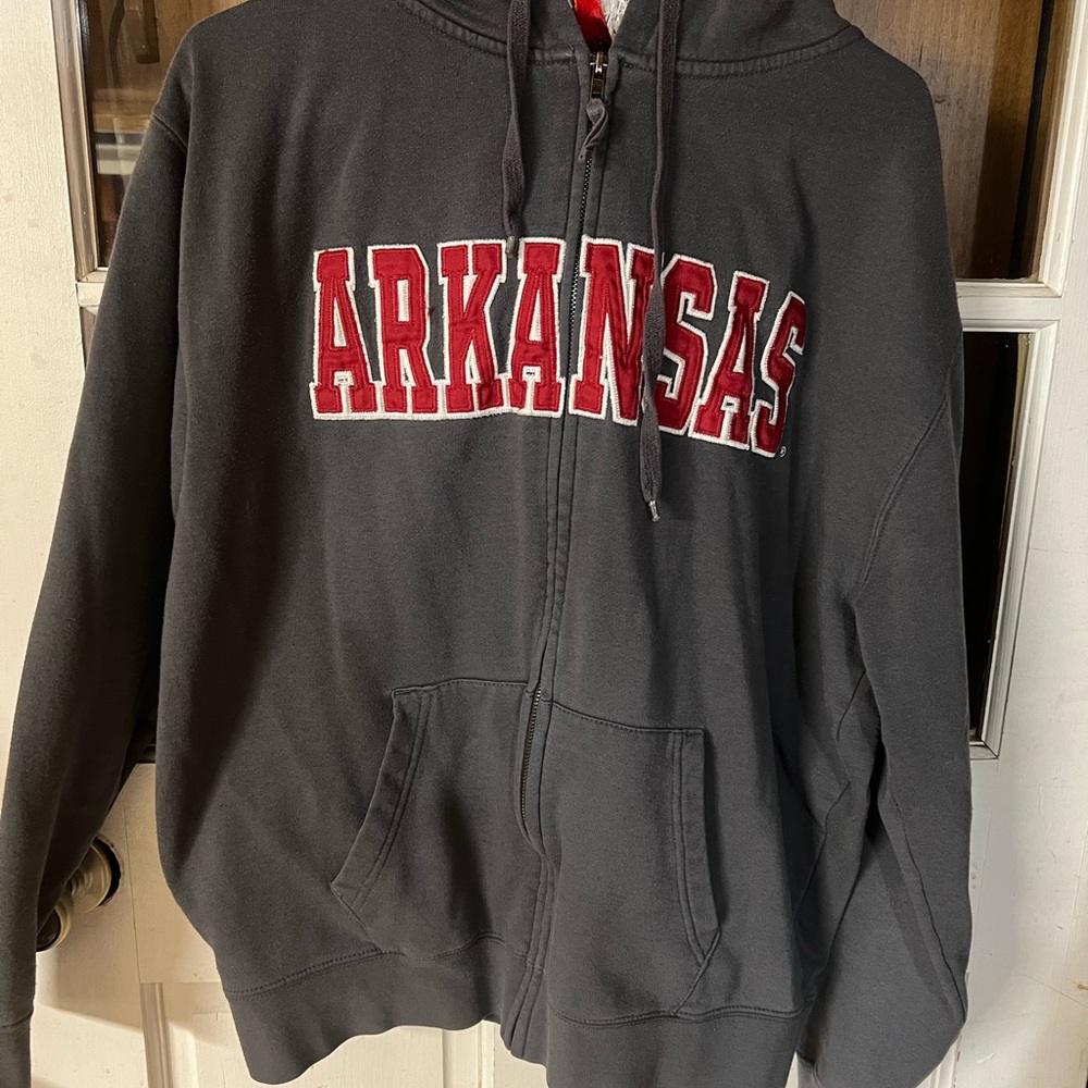 Arkansas zip up hoodie/sweatshirt. Size large, fits more like a medium.